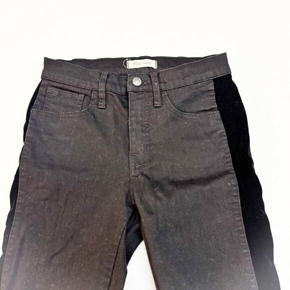 Madewell Black 9" High-Rise Skinny Tuxedo Accent Stripe Style Jeans Size 27T - Picture 4 of 6